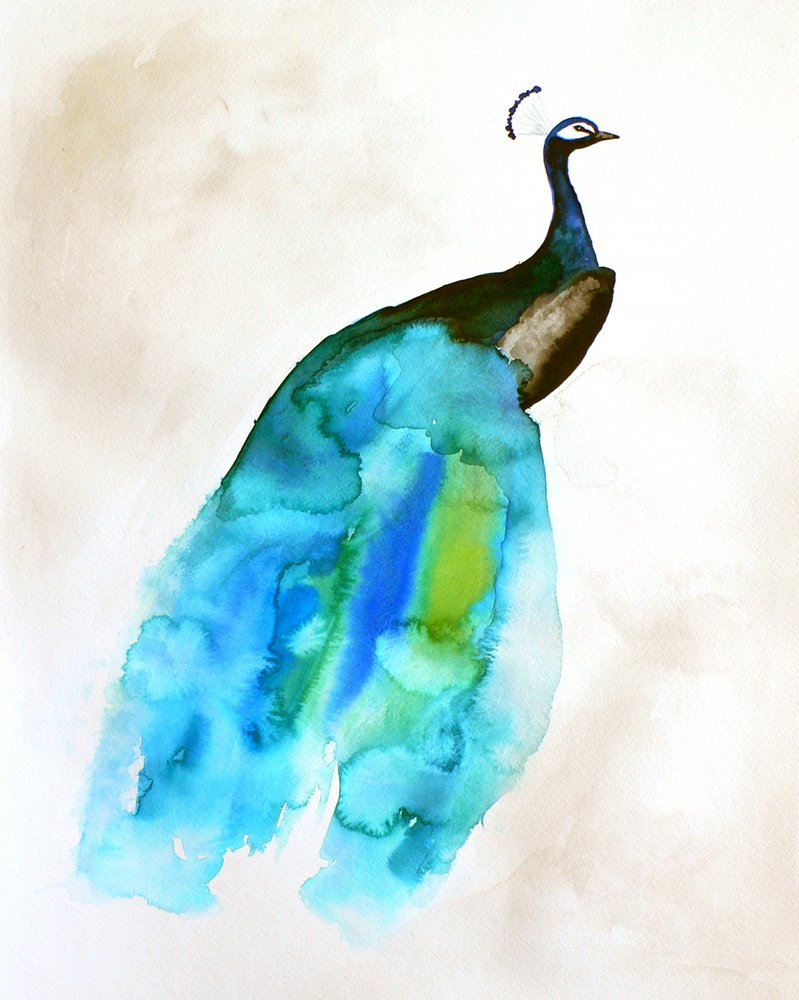 Fluid Blue Green Peacock by Christine Lindstrom