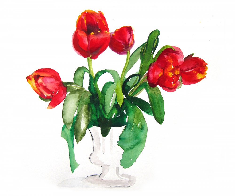 Vibrant Red Tulips by Christine Lindstrom