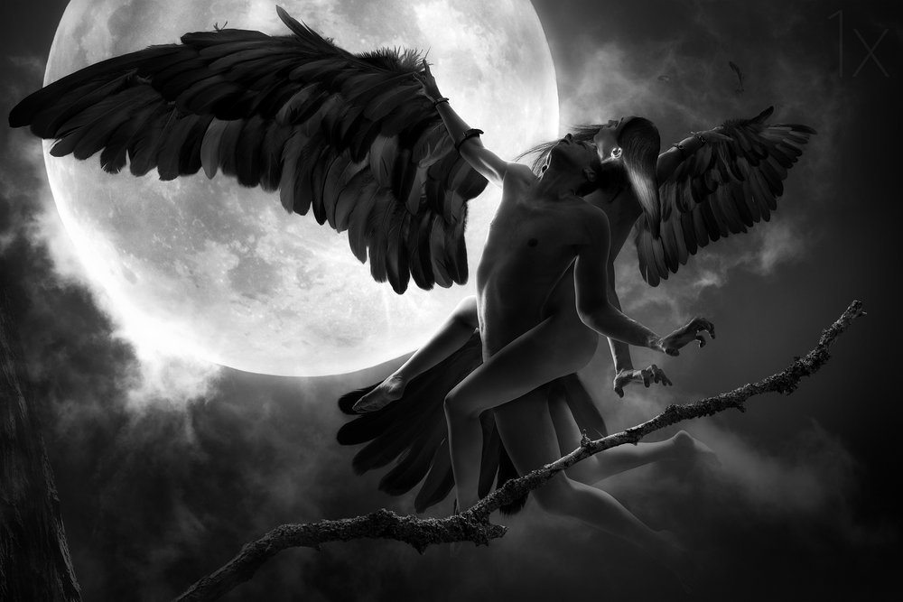 Moonlit Winged Embrace by Christophe Kiciak
