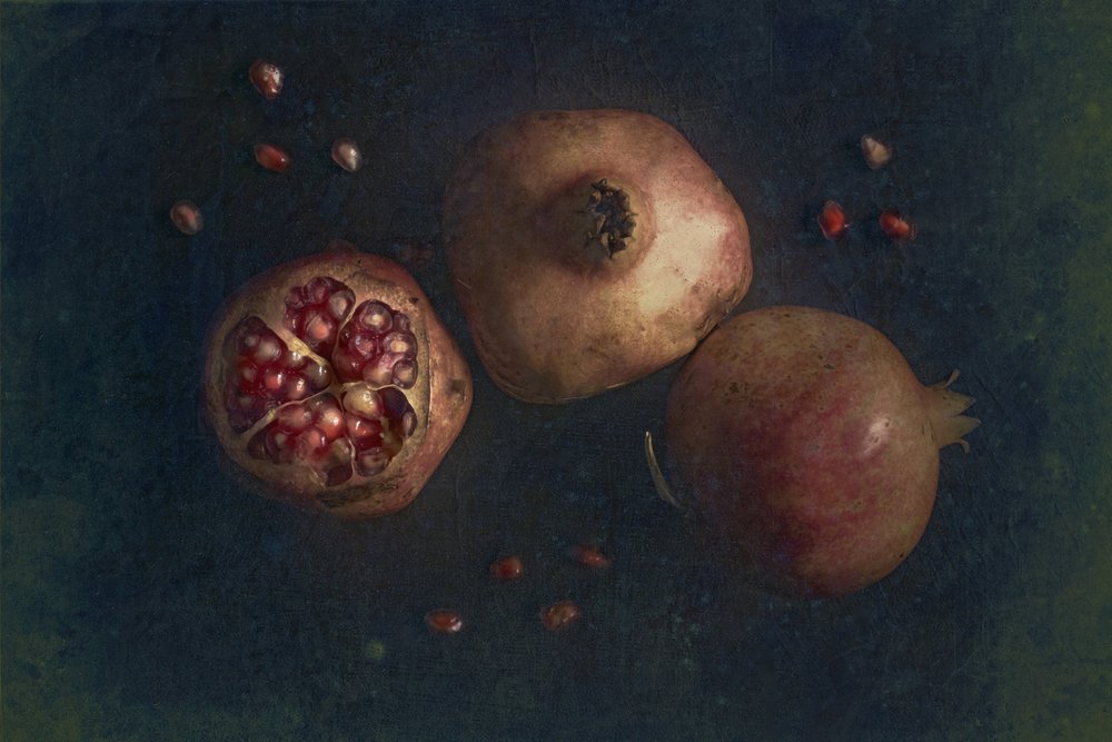 Rich Pomegranate Still Life by Cicek Kiral