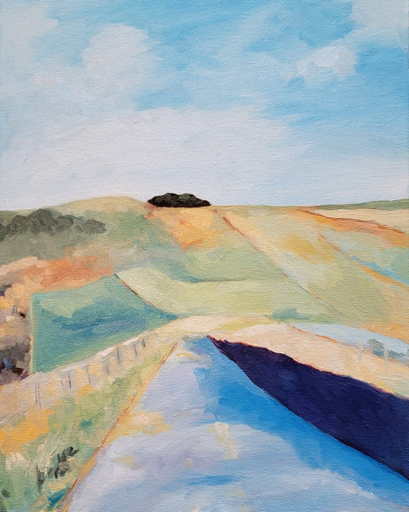 Country Road Through Fields by Claire Whitehead