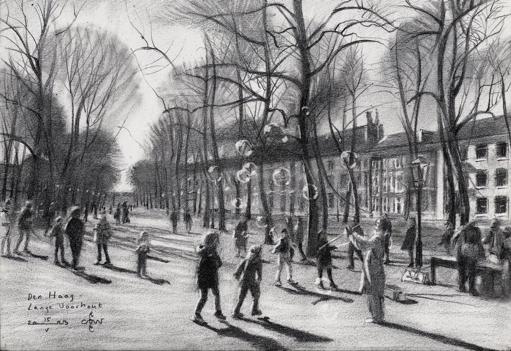 Children Playing Bubbles by Corné Akkers