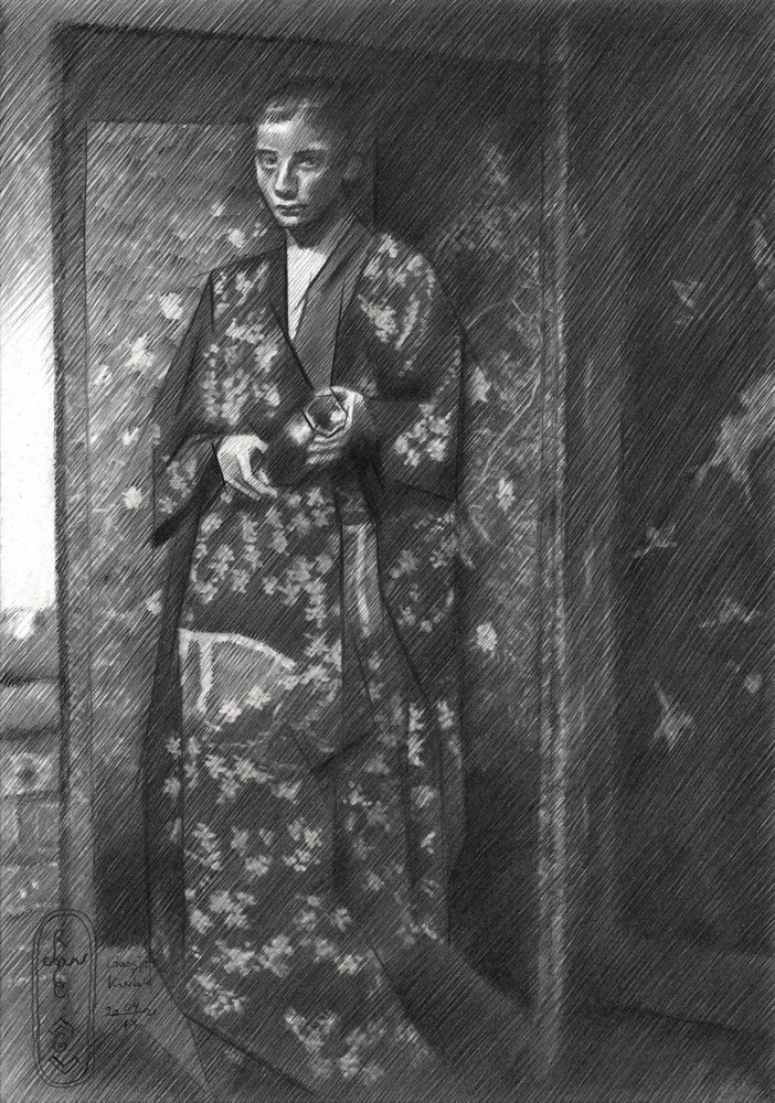 Elegant Japanese Kimono Woman by Corné Akkers