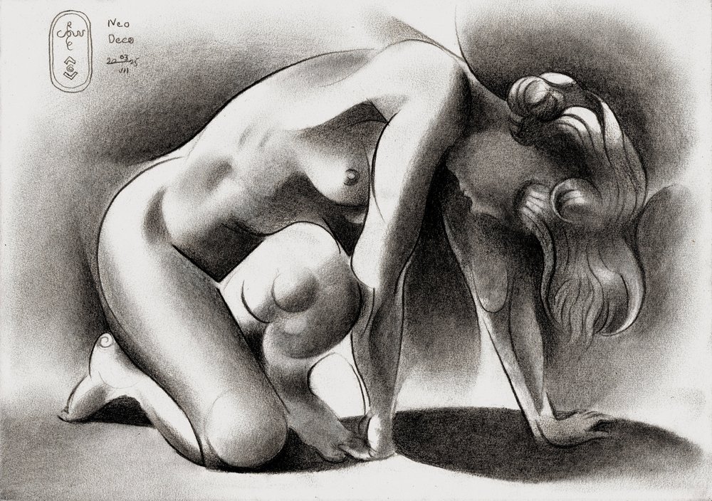 Graceful Kneeling Nude by Corné Akkers