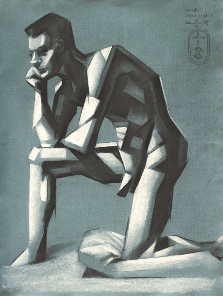 Kneeling Geometric Man by Corné Akkers