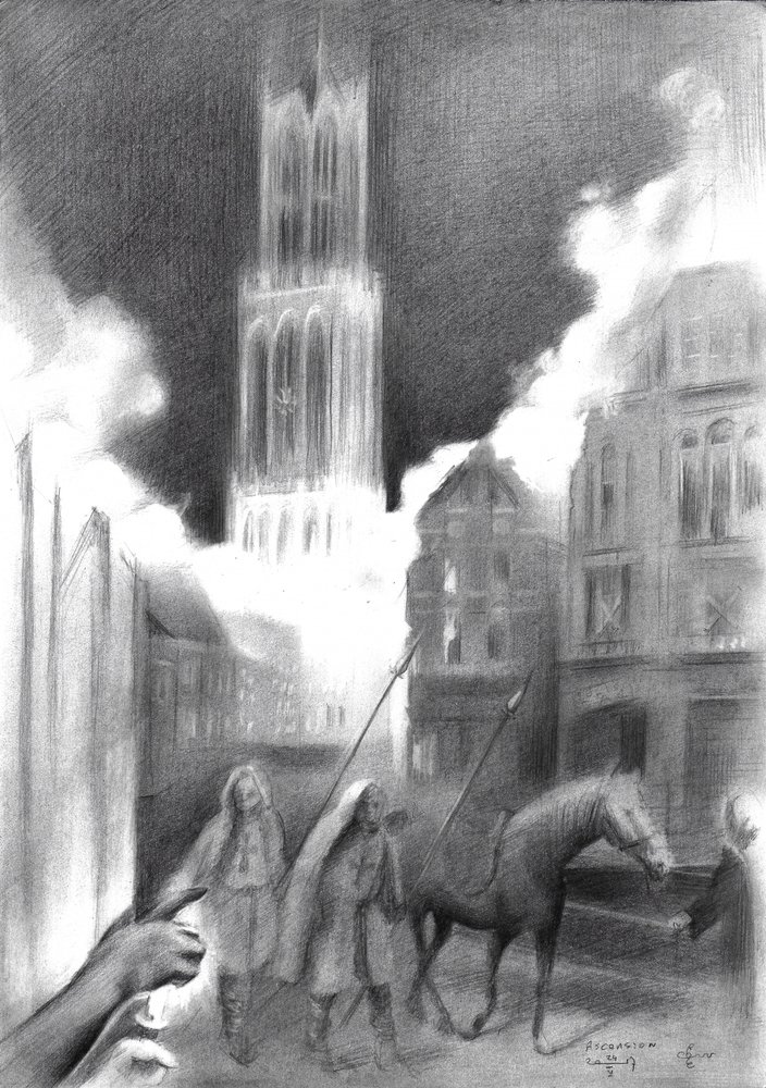 Medieval City Burning by Corné Akkers