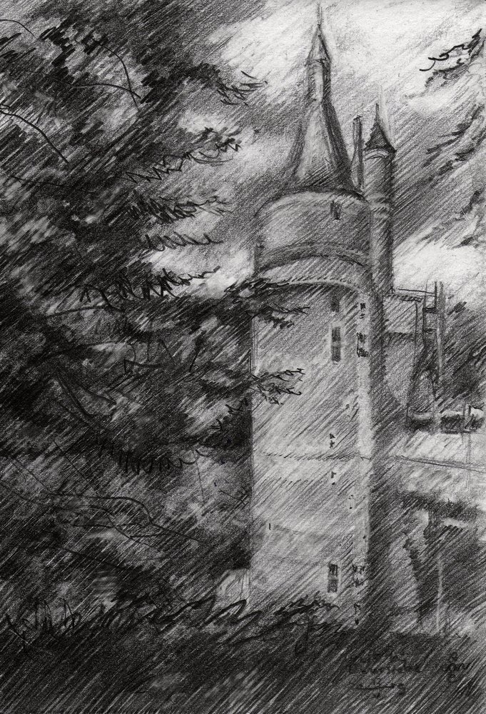 Mysterious Castle Drawing by Corné Akkers