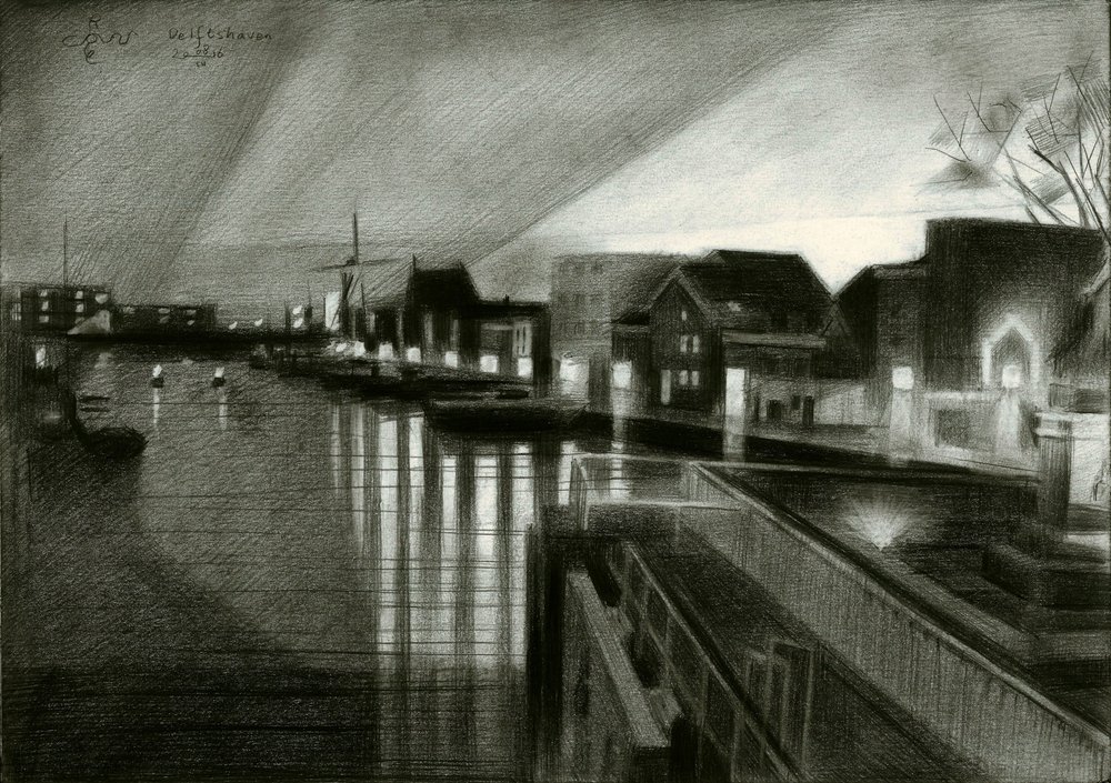 Night Canal Glow by Corné Akkers