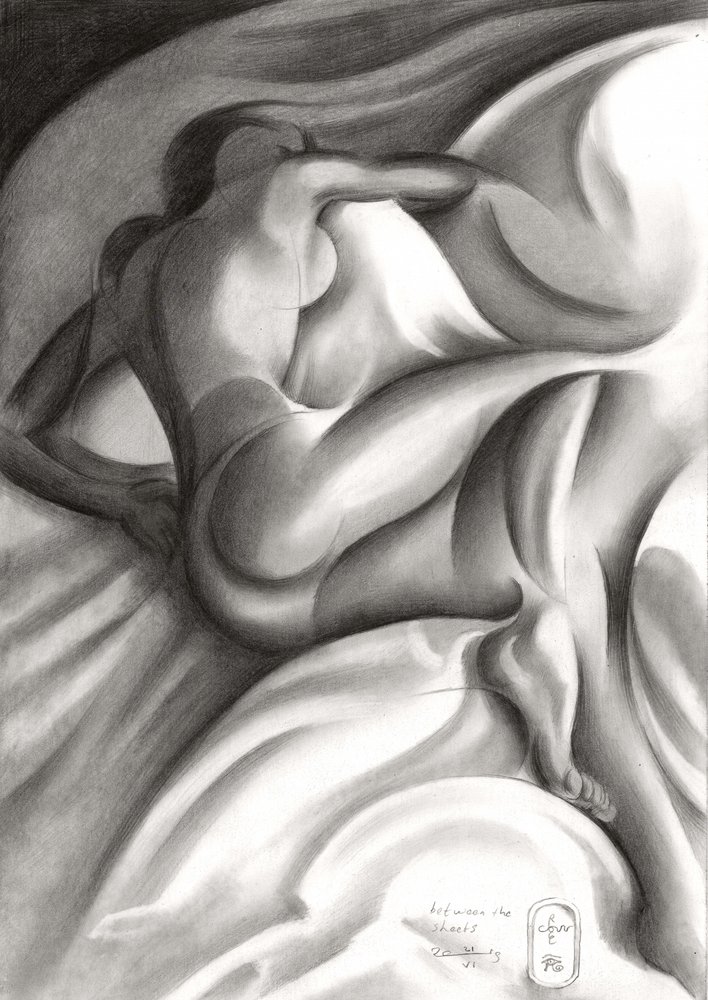 Nude Serenity On Sheets by Corné Akkers