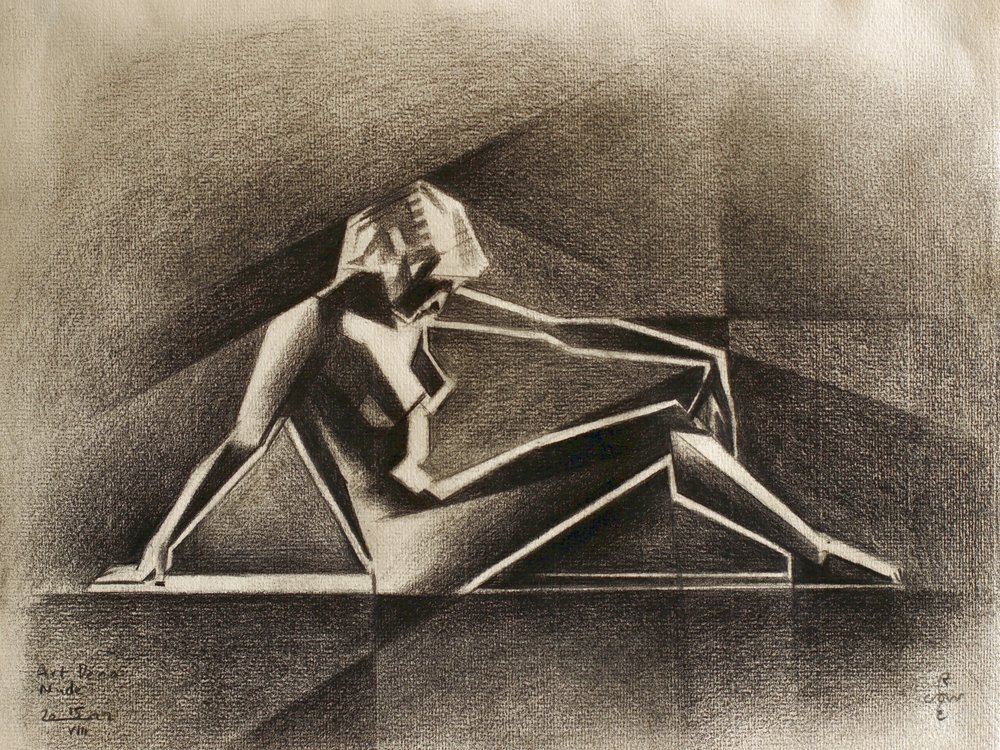 Pensive Cubist Nude by Corné Akkers