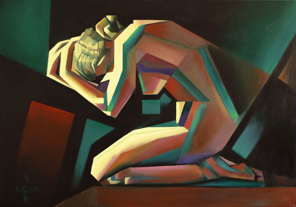 Pensive Kneeling Figure by Corné Akkers