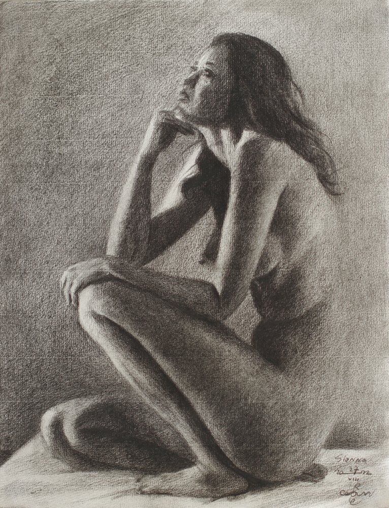 Pensive Nude Woman by Corné Akkers