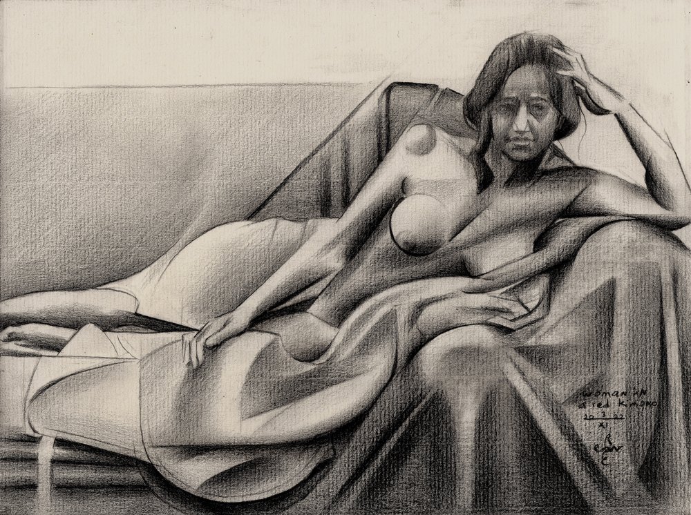 Pensive Reclining Figure by Corné Akkers