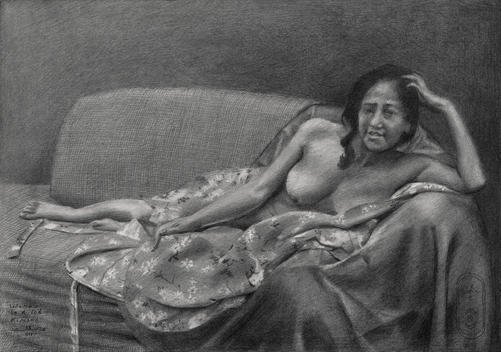 Pensive Reclining Woman by Corné Akkers