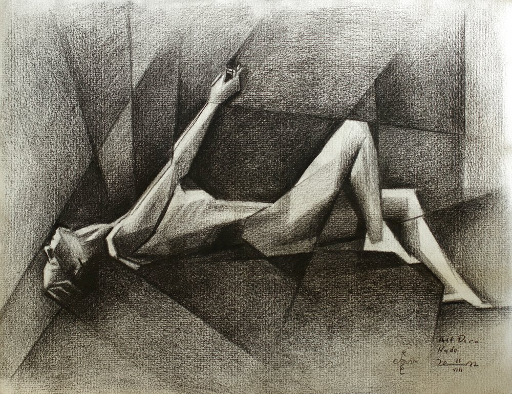 Reclining Cubist Figure by Corné Akkers