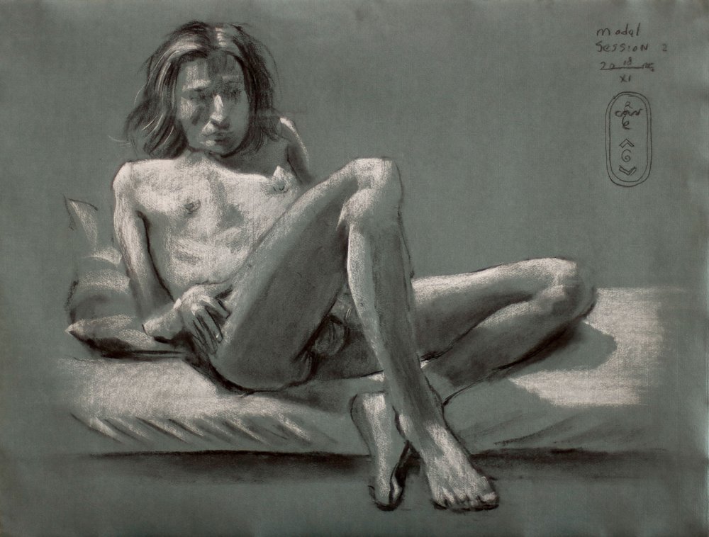 Reclining Male Figure Study by Corné Akkers