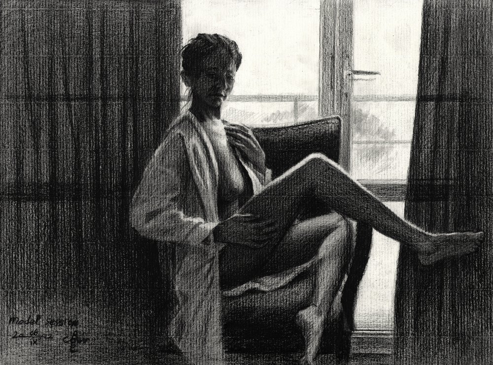 Sensual Woman By Window by Corné Akkers