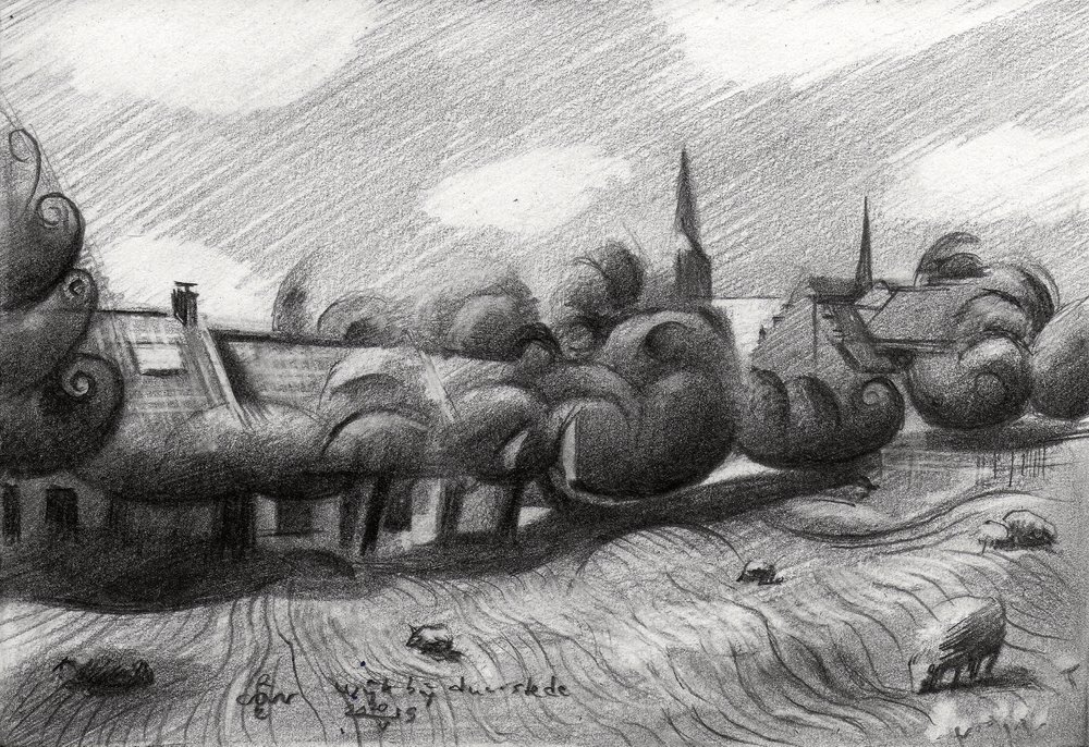 Whimsical Village Landscape by Corné Akkers