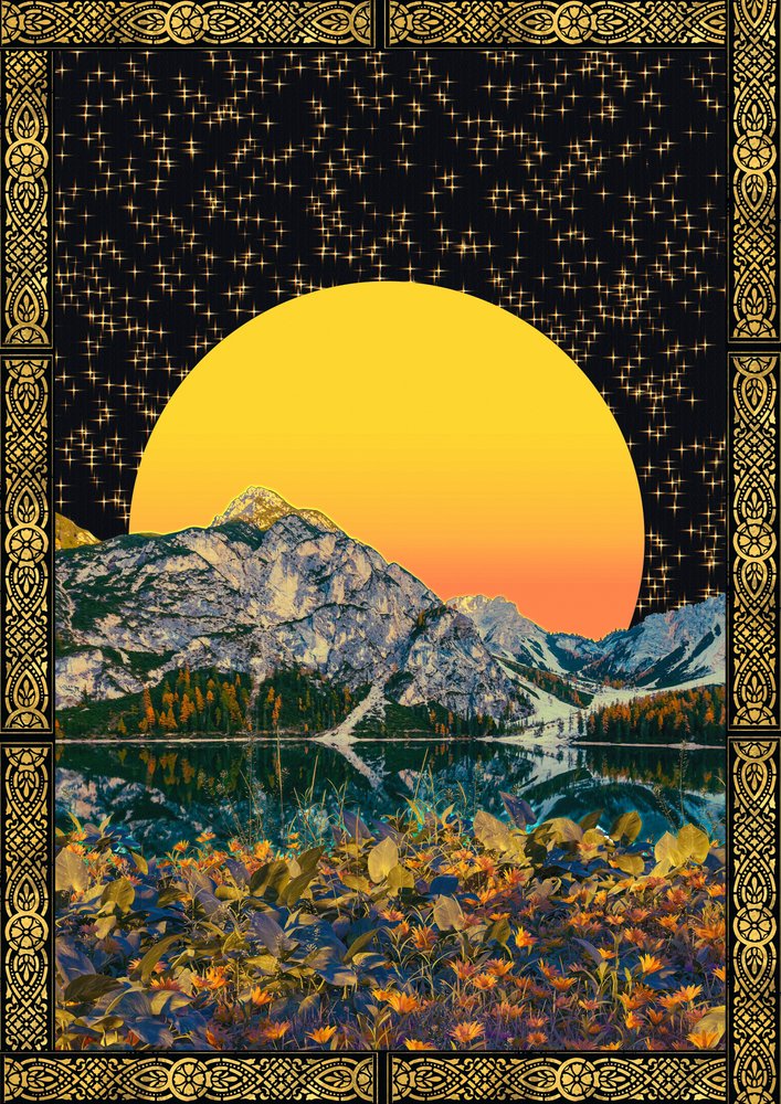 Golden Sun Mountain Lake by CosmoZach