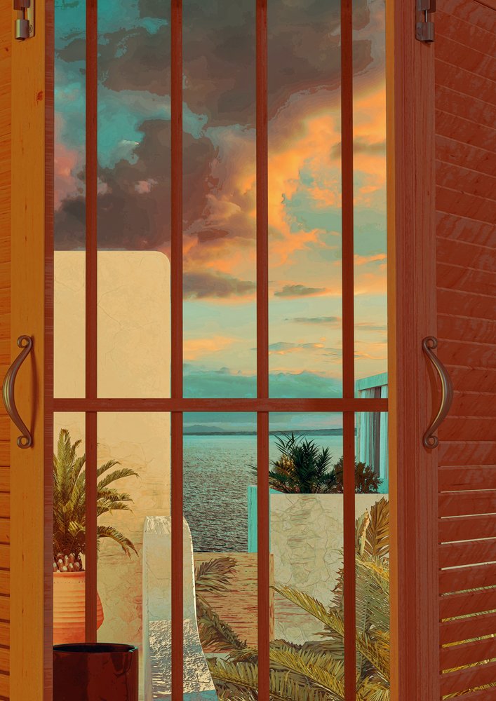Tropical Sunset Window View by CosmoZach