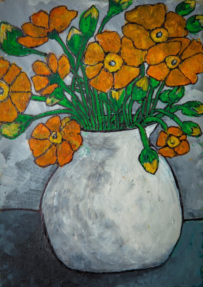 Rustic Orange Flower Vase by Dale Hefer & Family