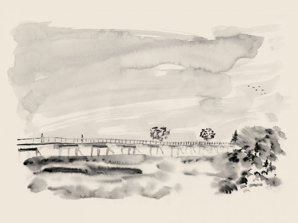 Peaceful Bridge Landscape by Danushka Abeygoda