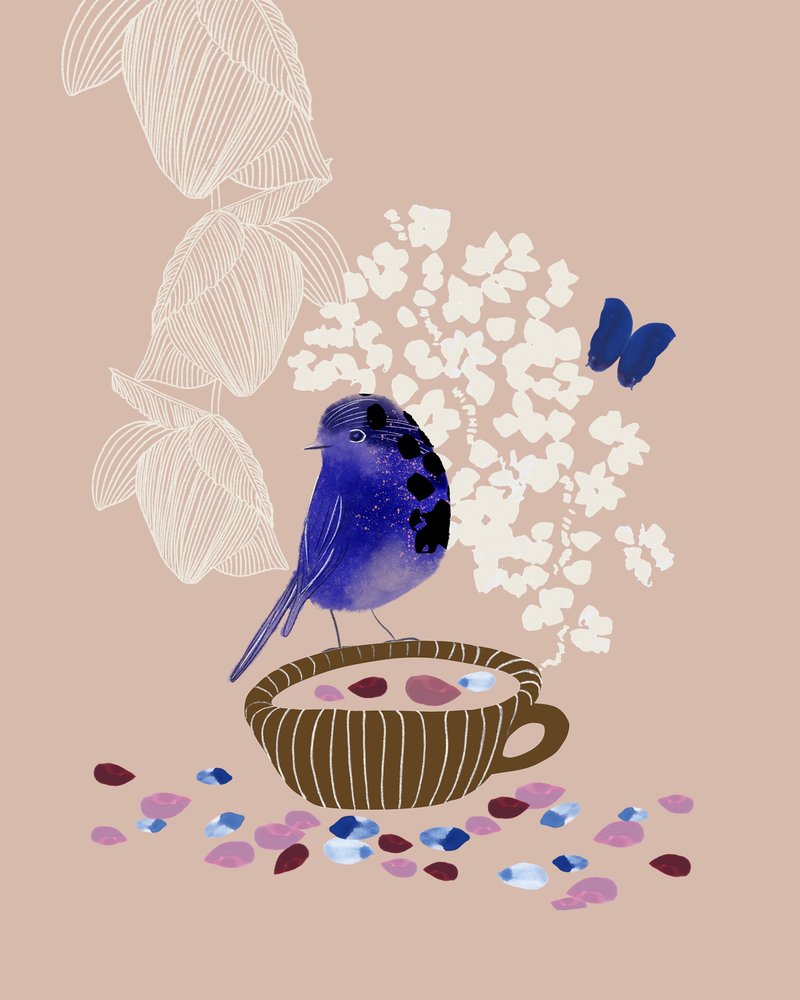Whimsical Blue Bird Tea by Danushka Abeygoda