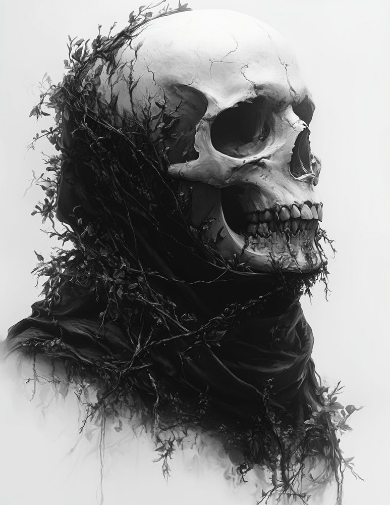 Gothic Entangled Skull by David Drake