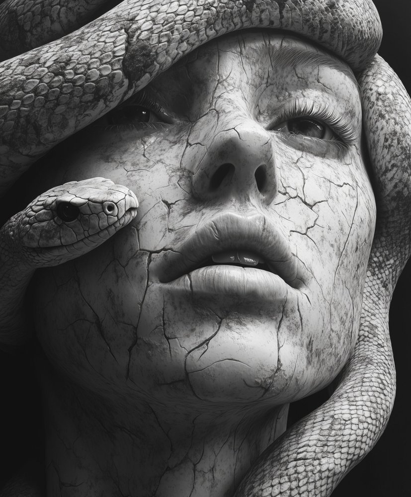 Medusa Stone Face by David Drake