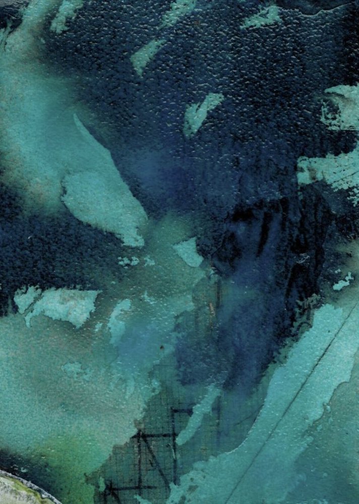 Deep Teal Abstract Flow by Deb Chaney