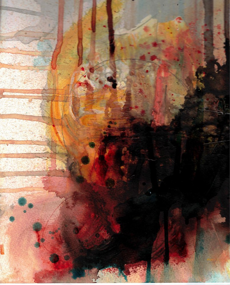 Fiery Abstract Drips by Deb Chaney