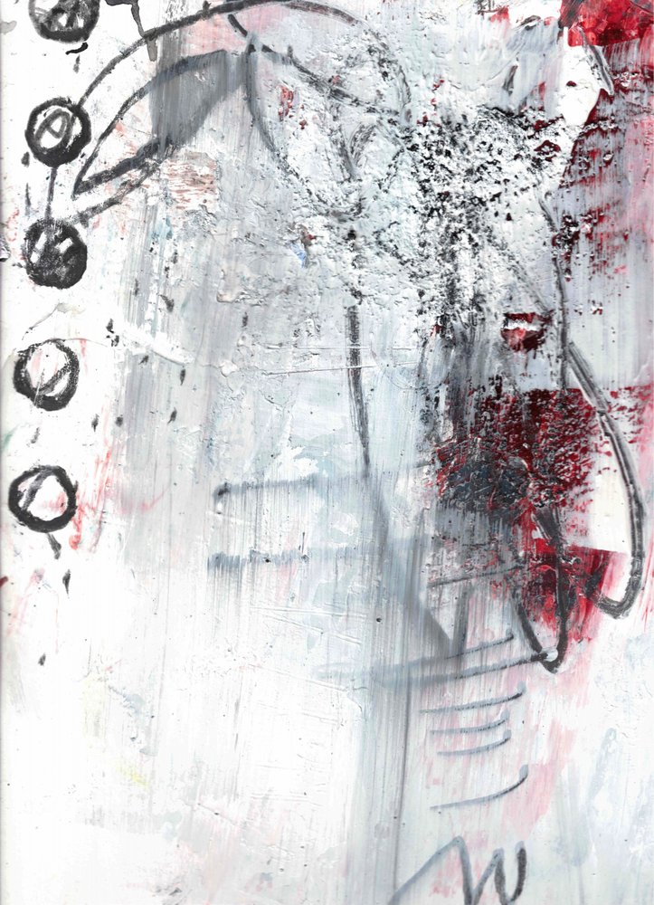 Red Black Abstract Grunge by Deb Chaney