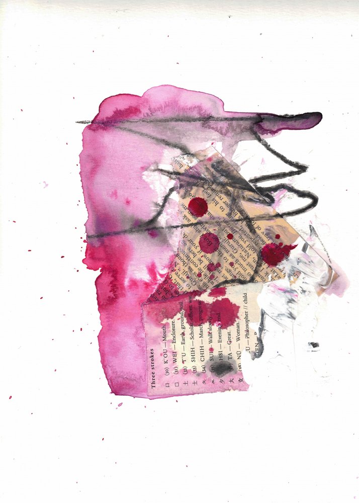 Vibrant Abstract Pink Collage by Deb Chaney