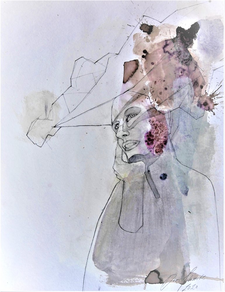 Abstract Pensive Portrait by Doris Schmitz