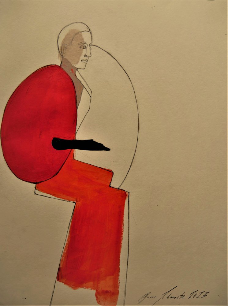 Abstract Red Woman by Doris Schmitz