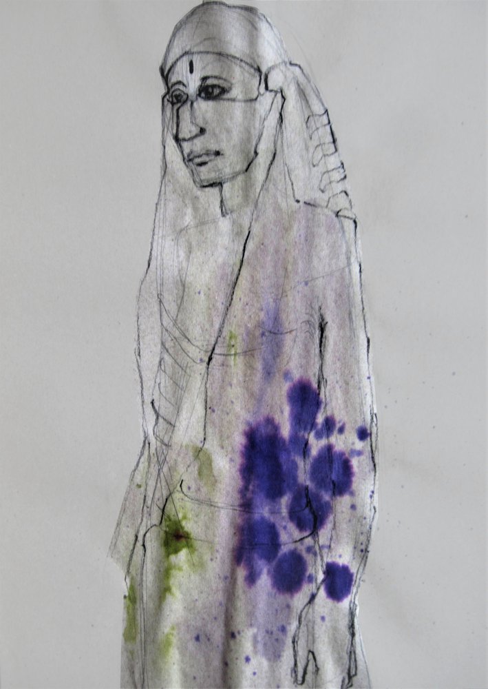 Colorful Ink Portrait by Doris Schmitz