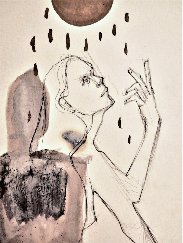 Contemplative Rain Portrait by Doris Schmitz