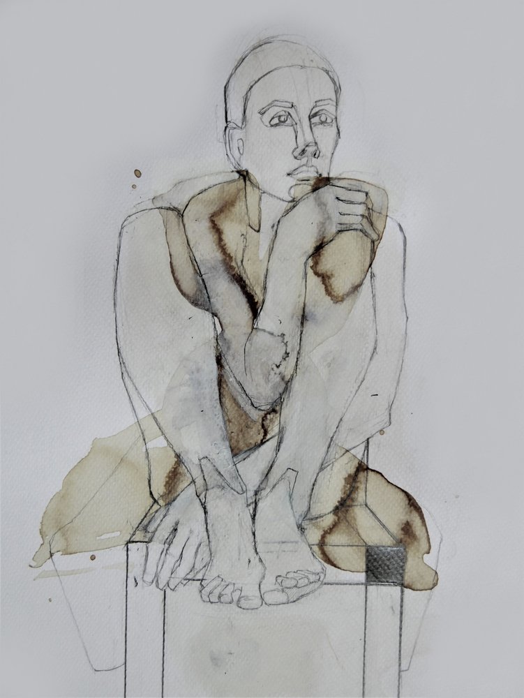 Contemplative Seated Figure by Doris Schmitz
