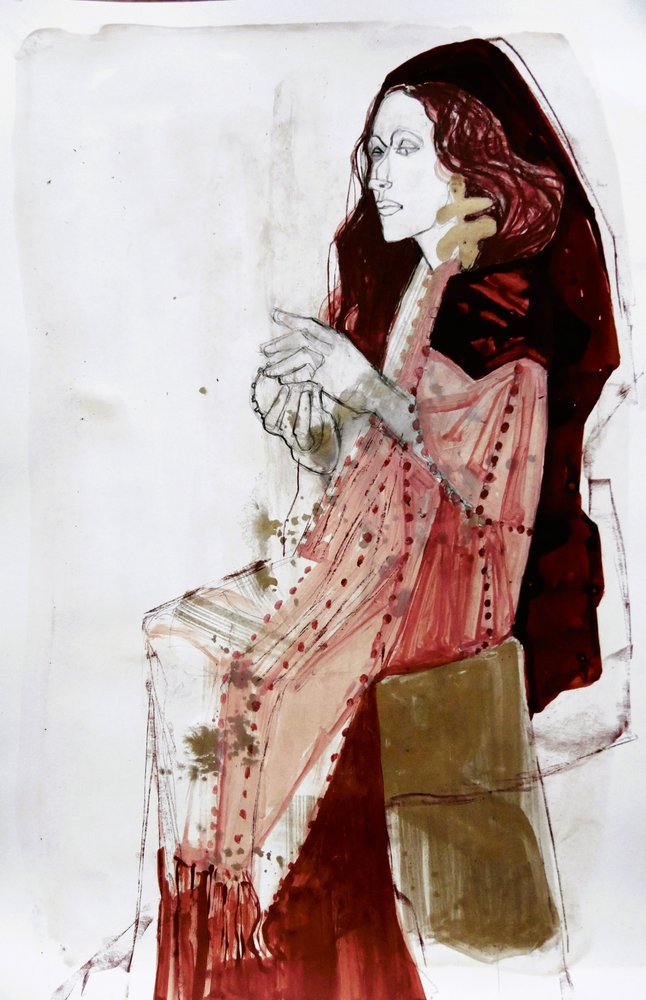 Elegant Lady in Red by Doris Schmitz
