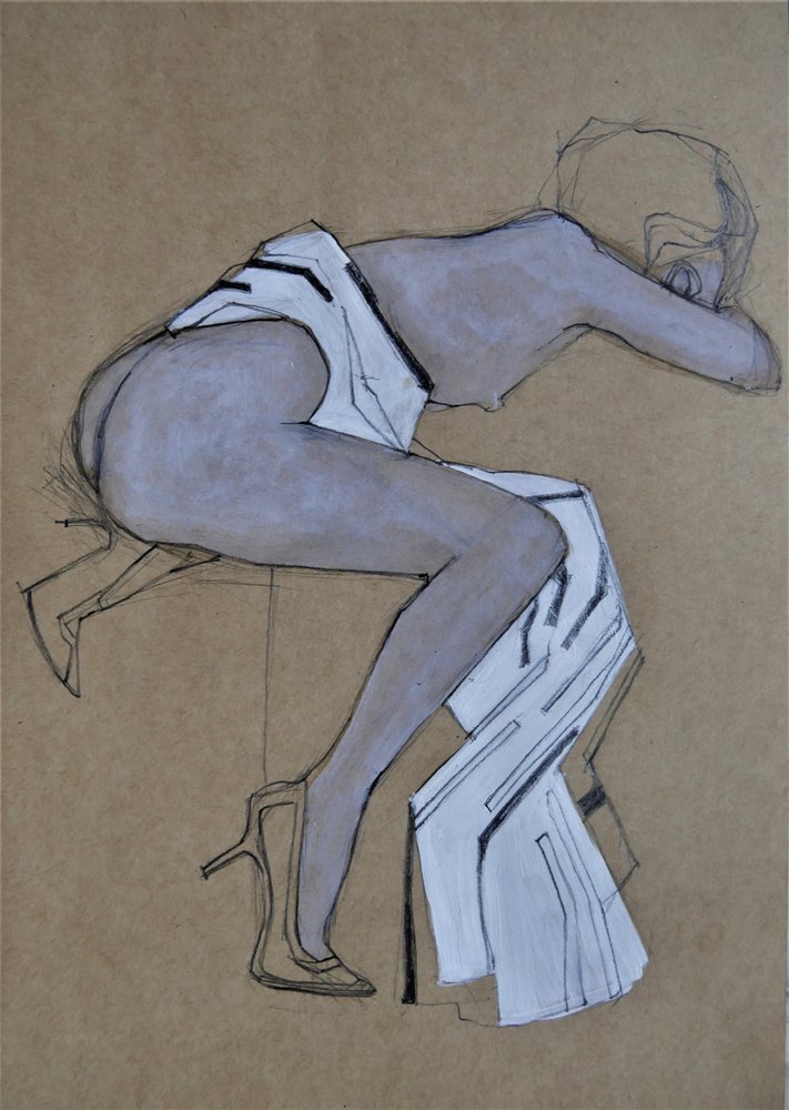 Elegant Nude Fashion Sketch by Doris Schmitz