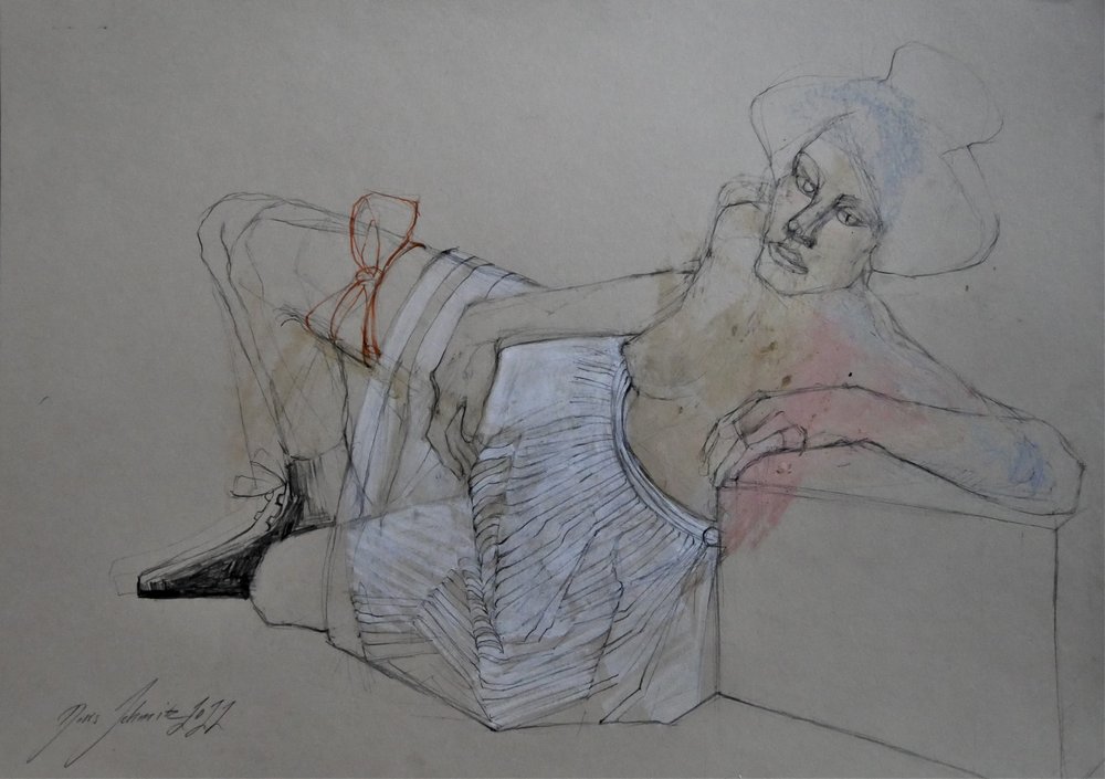Elegant Reclining Figure by Doris Schmitz