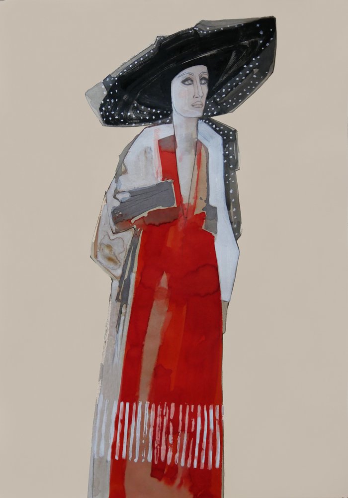 Elegant Woman Red Dress by Doris Schmitz