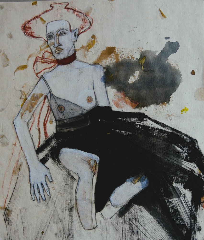 Expressive Figure With Hat by Doris Schmitz