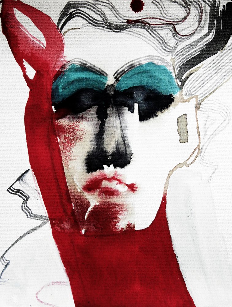 Expressive Red Portrait by Doris Schmitz