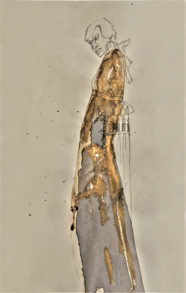 Golden Flowing Figure by Doris Schmitz