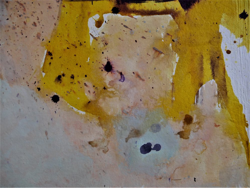 Golden Ochre Abstract Wash by Doris Schmitz