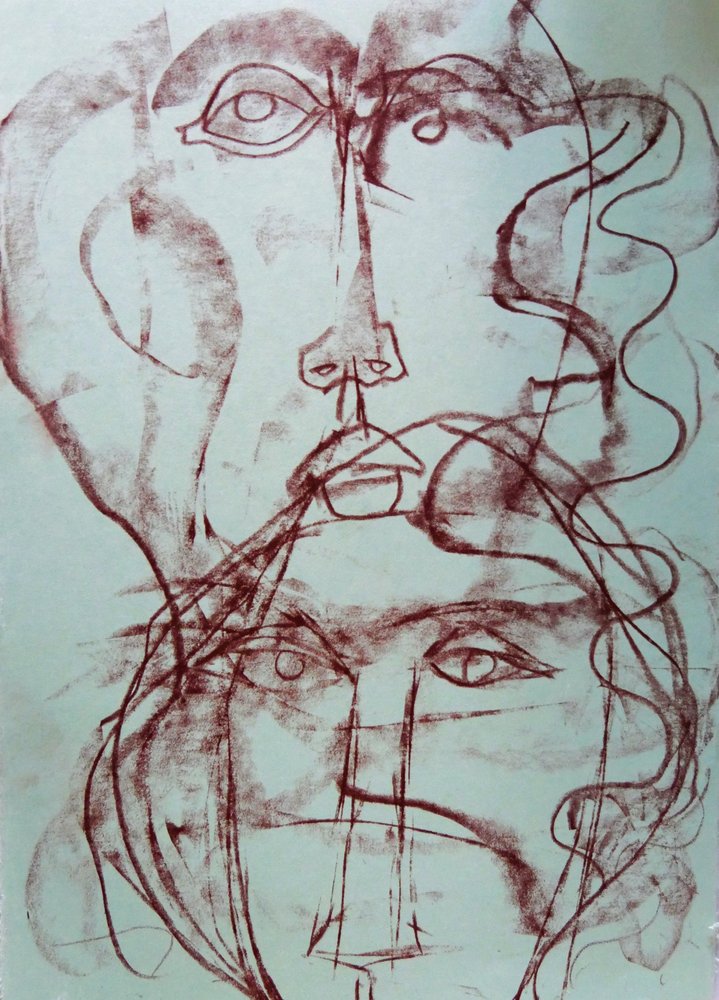 Intertwined Abstract Faces by Doris Schmitz