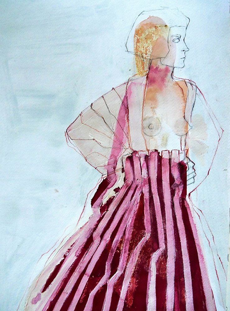 Modern Striped Woman by Doris Schmitz