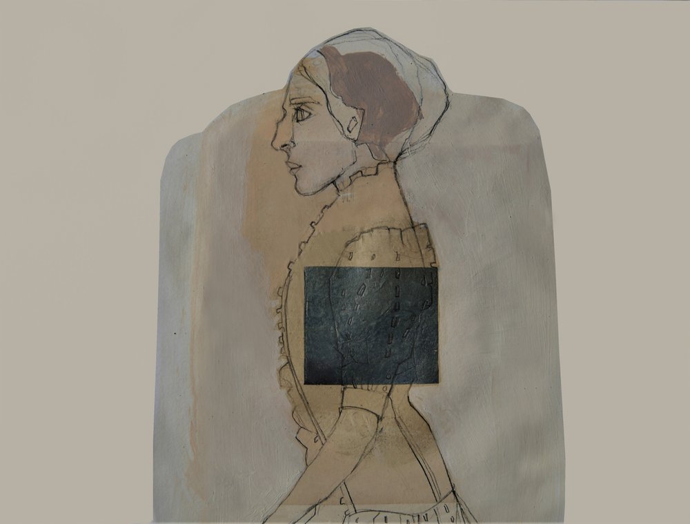 Pensive Woman Profile by Doris Schmitz