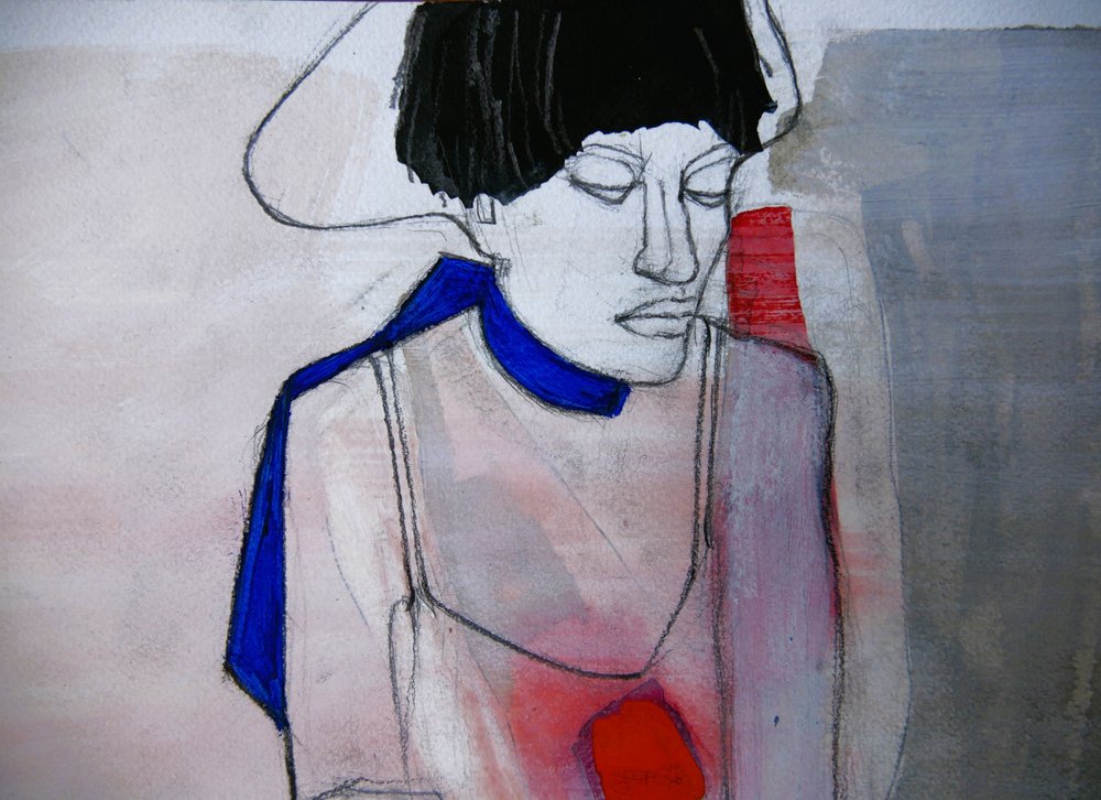 Pensive Woman Reflection by Doris Schmitz